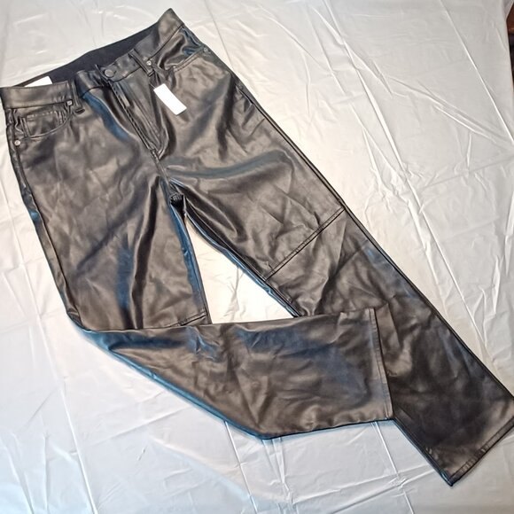 NWT 20 / 10R Black GAP Sky High Rise Vegan Leather Cheeky Straight Pants Y2K - Picture 7 of 8
